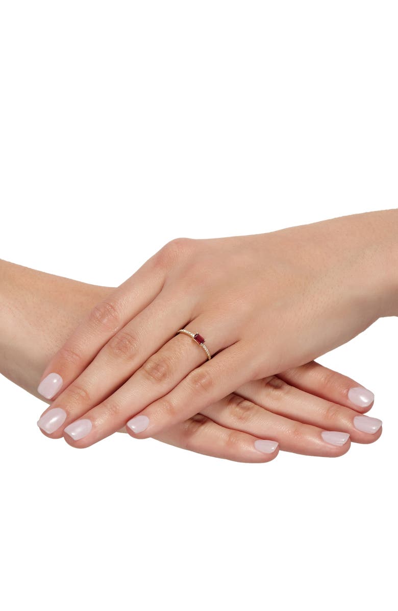 Frankie & Zoe 14K Yellow Gold Baguette Ruby & Diamond Ring, Alternate, color, Yellow Gold