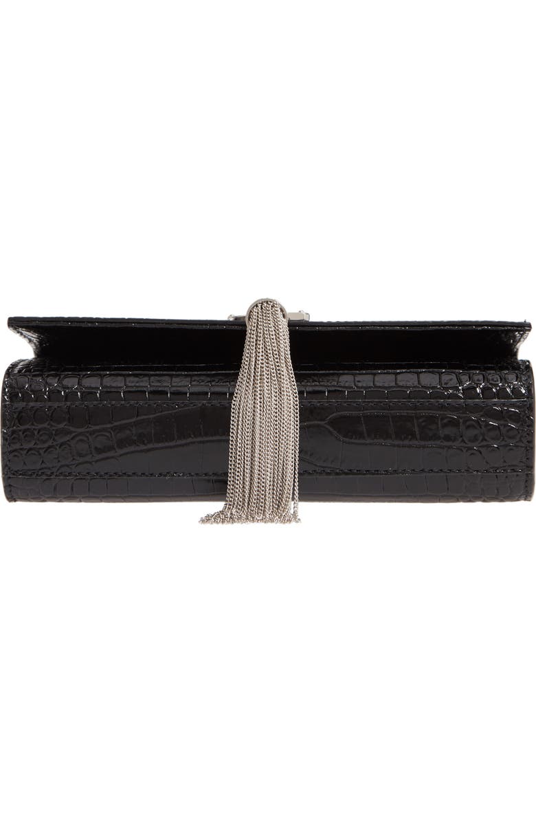 Saint Laurent Small Kate Croc Embossed Leather Shoulder Bag, Alternate, color,