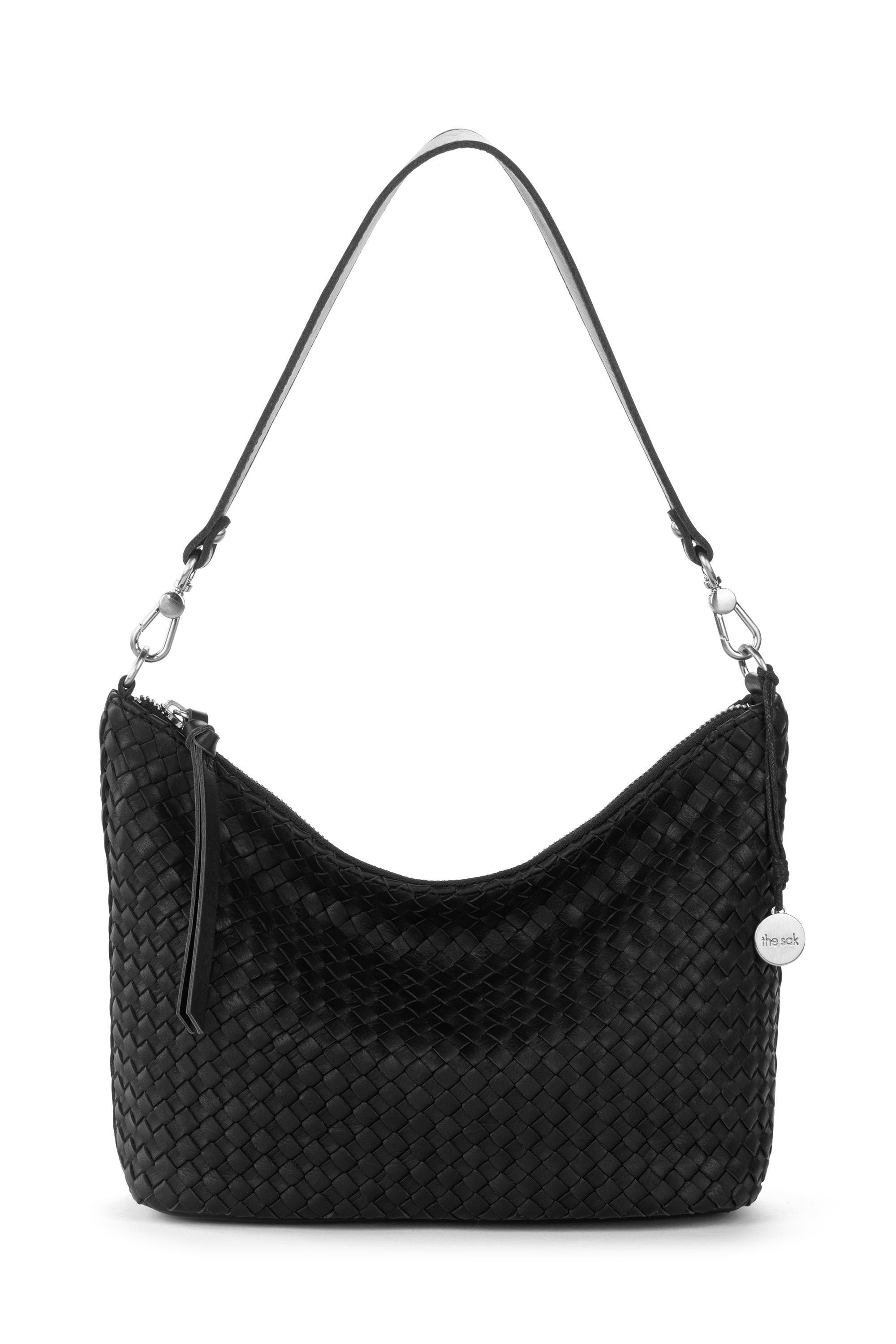 The Sak Juniper Small Hobo Leather Bag, Main, color, Woven Black