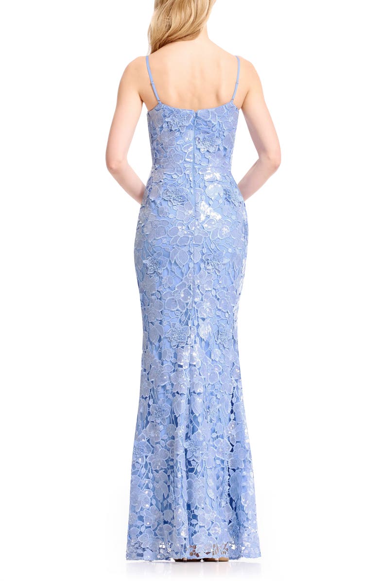 Dress the Population Giovanna Sequin Floral Lace Mermaid Gown, Alternate, color, Sky