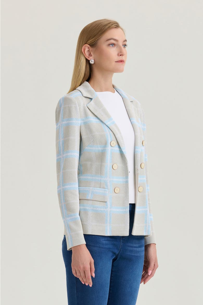 Heritage Plaid Knit Blazer, Alternate, color, Limestone/Serene/White