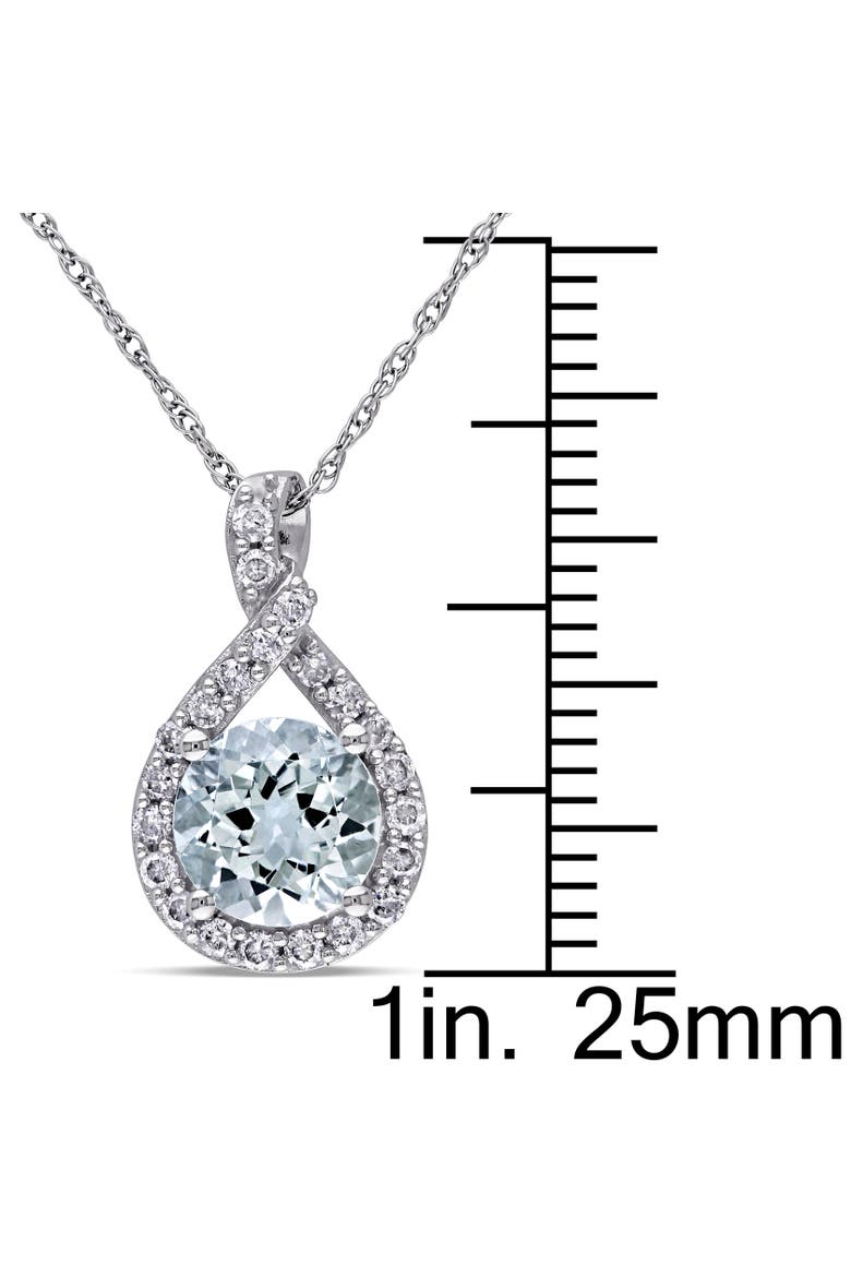 Gemstone & Diamond Teardrop Necklace 10K, Alternate, color, Aquamarine