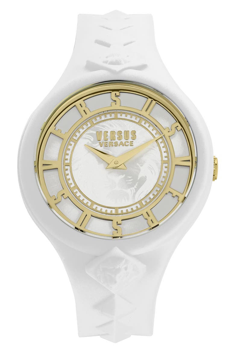 Versace Silicone Strap Watch, 39mm & Zip Case, Main, color, WHITE