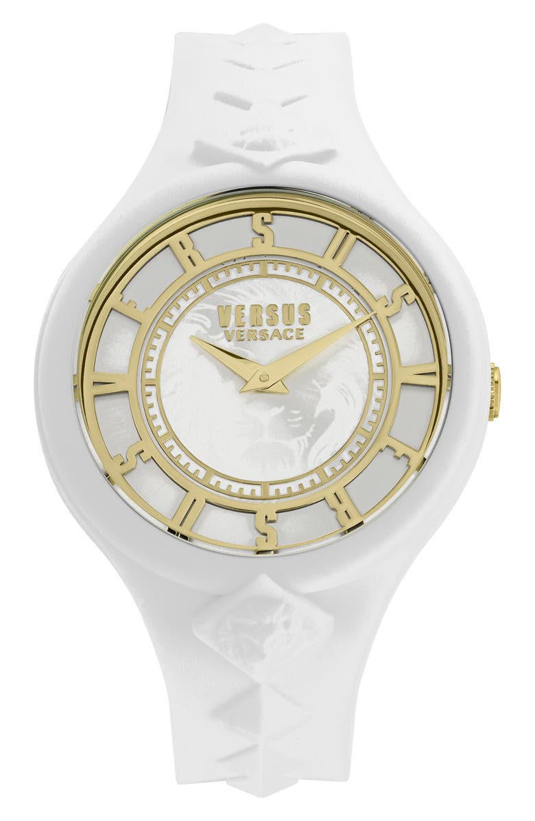 VERSUS Versace Versace Silicone Strap Watch, 39mm & Zip Case, Main, color, White