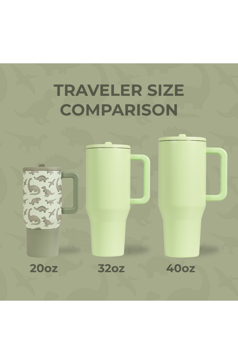 HydroJug Kids Traveler Insulated Water Bottle with Flip Straw & Handle 20oz, Alternate, color, Dinosaur