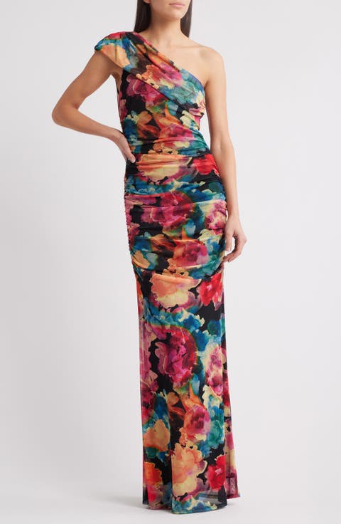 Rosario Ruched One-Shoulder Maxi Dress