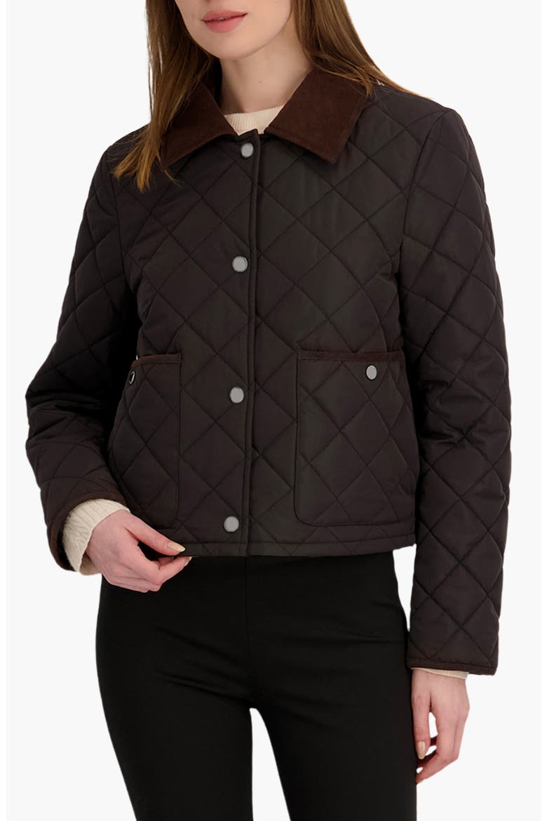 Haly Corduroy Collar Quilted Jacket, Main, color, BLACK