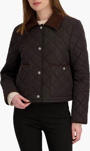 Tahari Haly Corduroy Collar Quilted Jacket