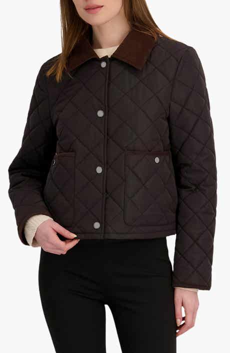 Tahari Haly Corduroy Collar Quilted Jacket