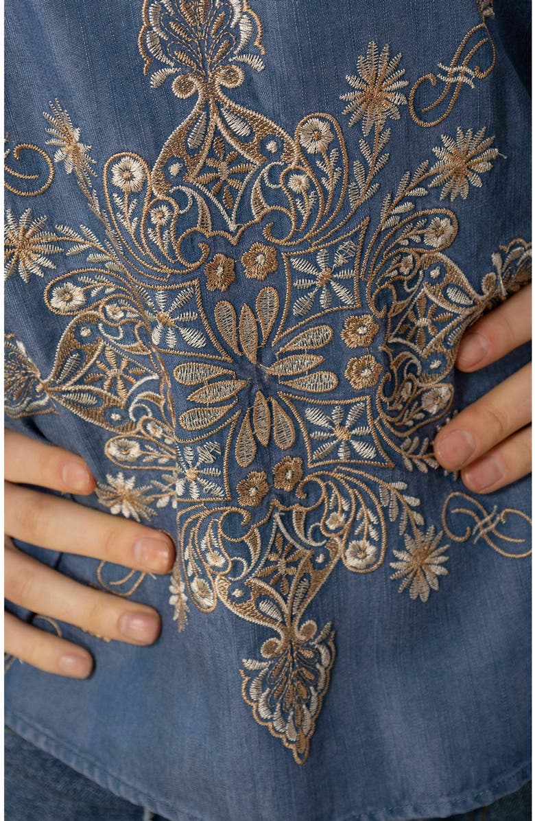 Hale Bob Elliott Embroidered Chambray Top, Alternate, color, 