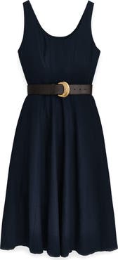 Donna Karan New York Belted Linen Blend Dress