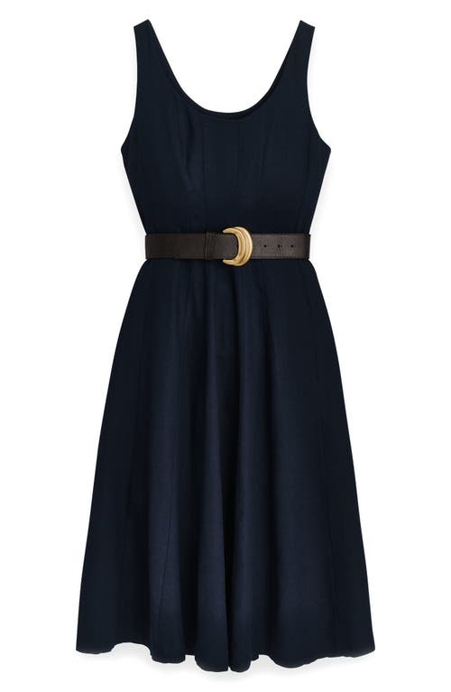 Donna Karan New York Belted Linen Blend Dress In Nightfall