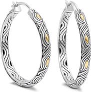 DEVATA 35mm Woven Hoop Earrings in Sterling Silver and 18K Gold