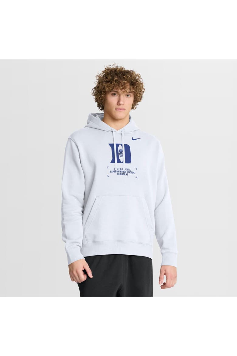 Men's Nike White Duke Blue Devils Basketball Two-Hit Club Fleece Pullover Hoodie, Main, color, White