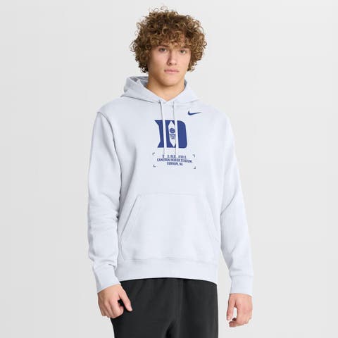 Men's Nike White Duke Blue Devils Basketball Two-Hit Club Fleece Pullover Hoodie