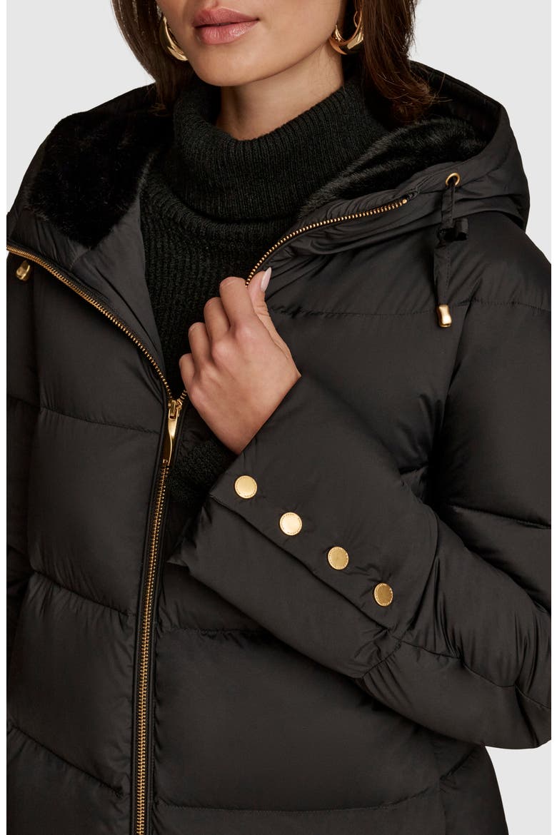 Water Resistant Hooded Down Puffer Coat, Alternate, color, BLACK