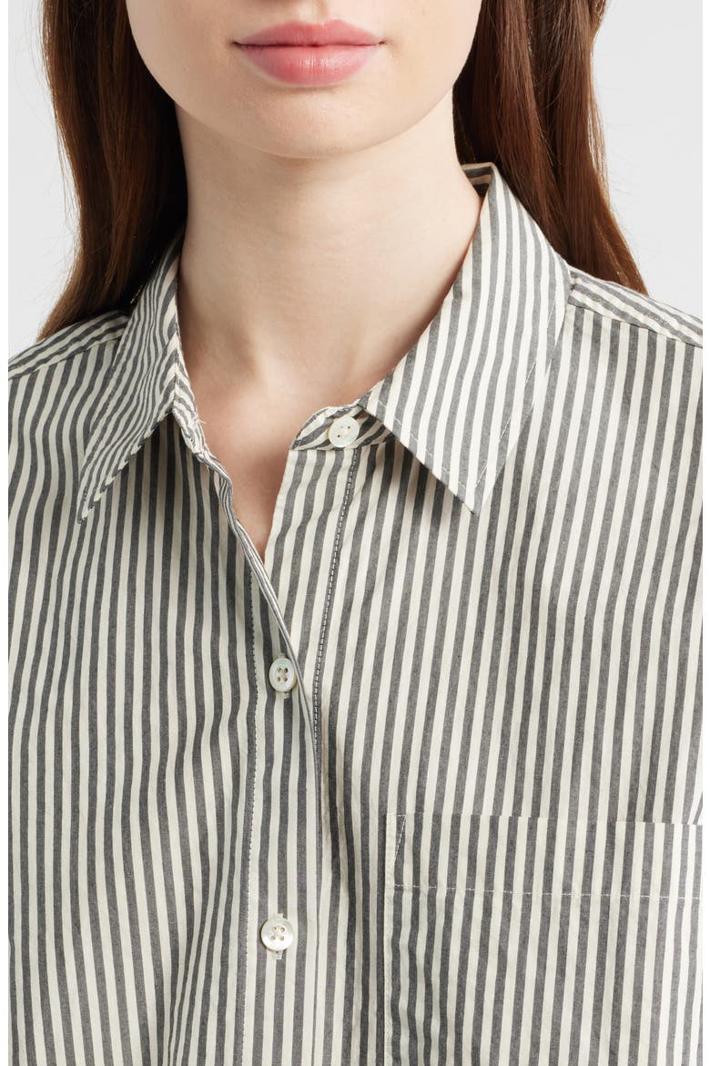 Elsa Stripe Button-Up Shirt, Alternate, color, NOIR STRIPE