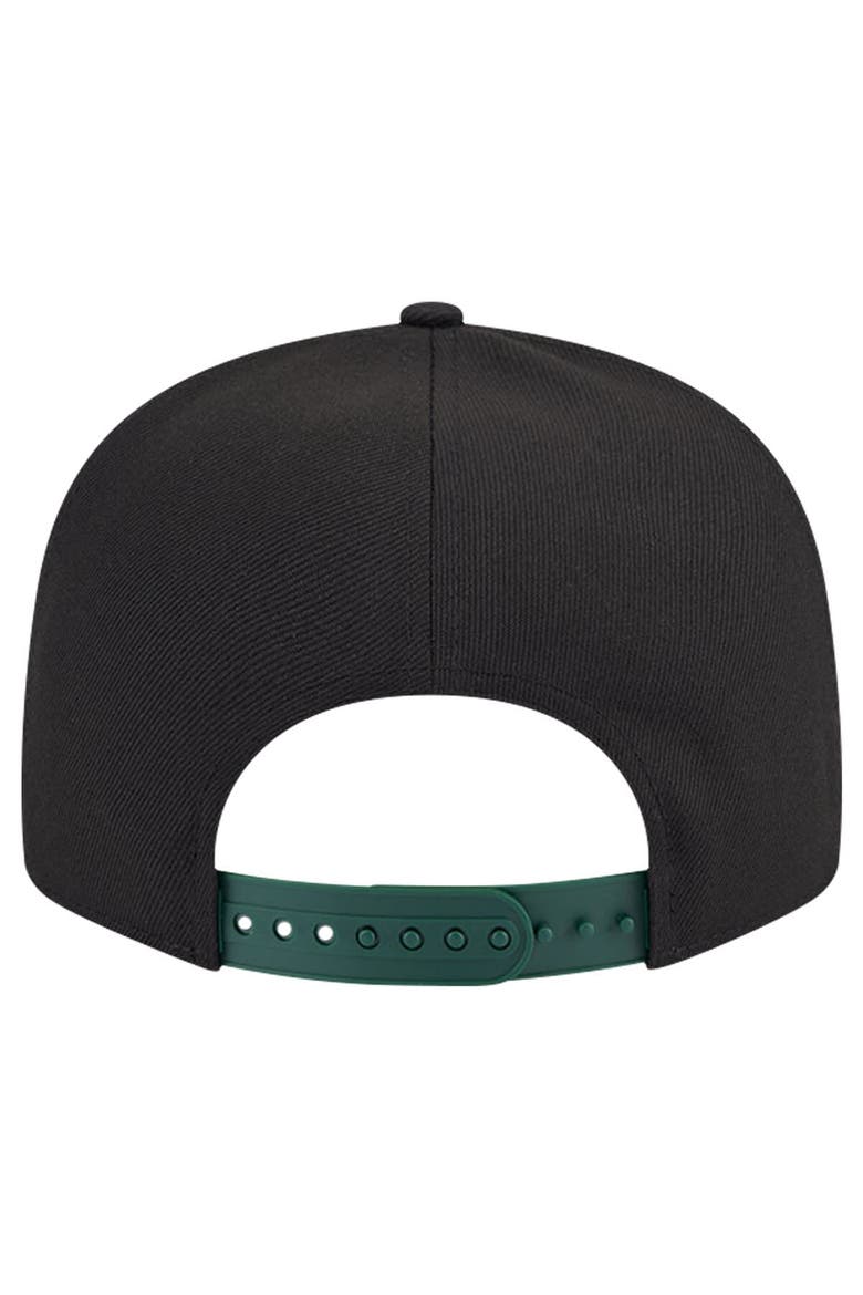 Men's New Era White/Hunter Green Milwaukee Bucks Throwback Gradient Tech Font 9FIFTY Snapback Hat, Alternate, color, White