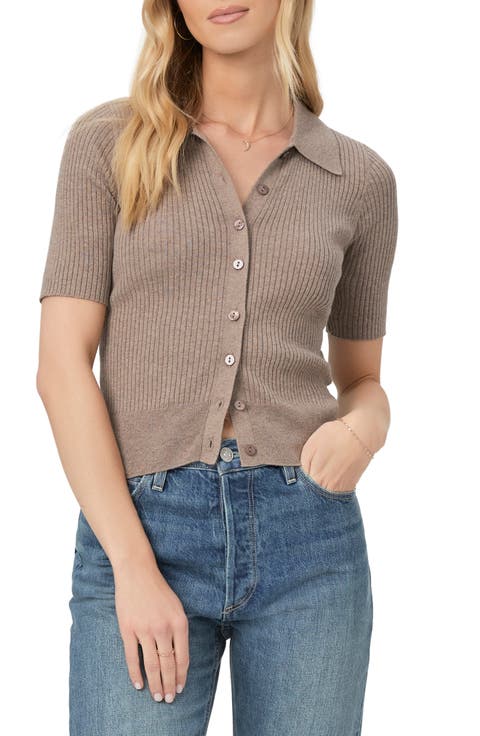 Lianne Short Sleeve Cotton Blend Polo Sweater