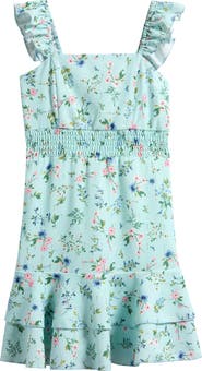 Ava & Yelly Kids' Ruffle Clip Dot Chiffon Dress