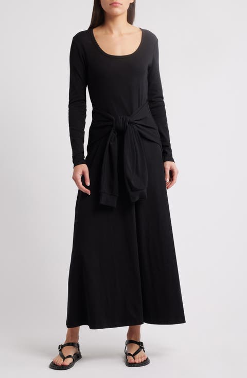 Tie Waist Long Sleeve Maxi Dress