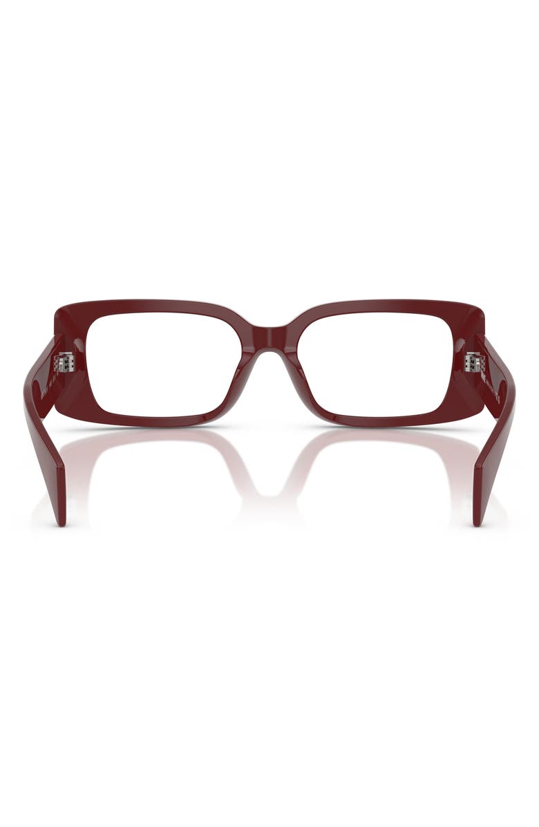 Versace 53mm Rectangular Optical Glasses, Alternate, color, Bordeaux