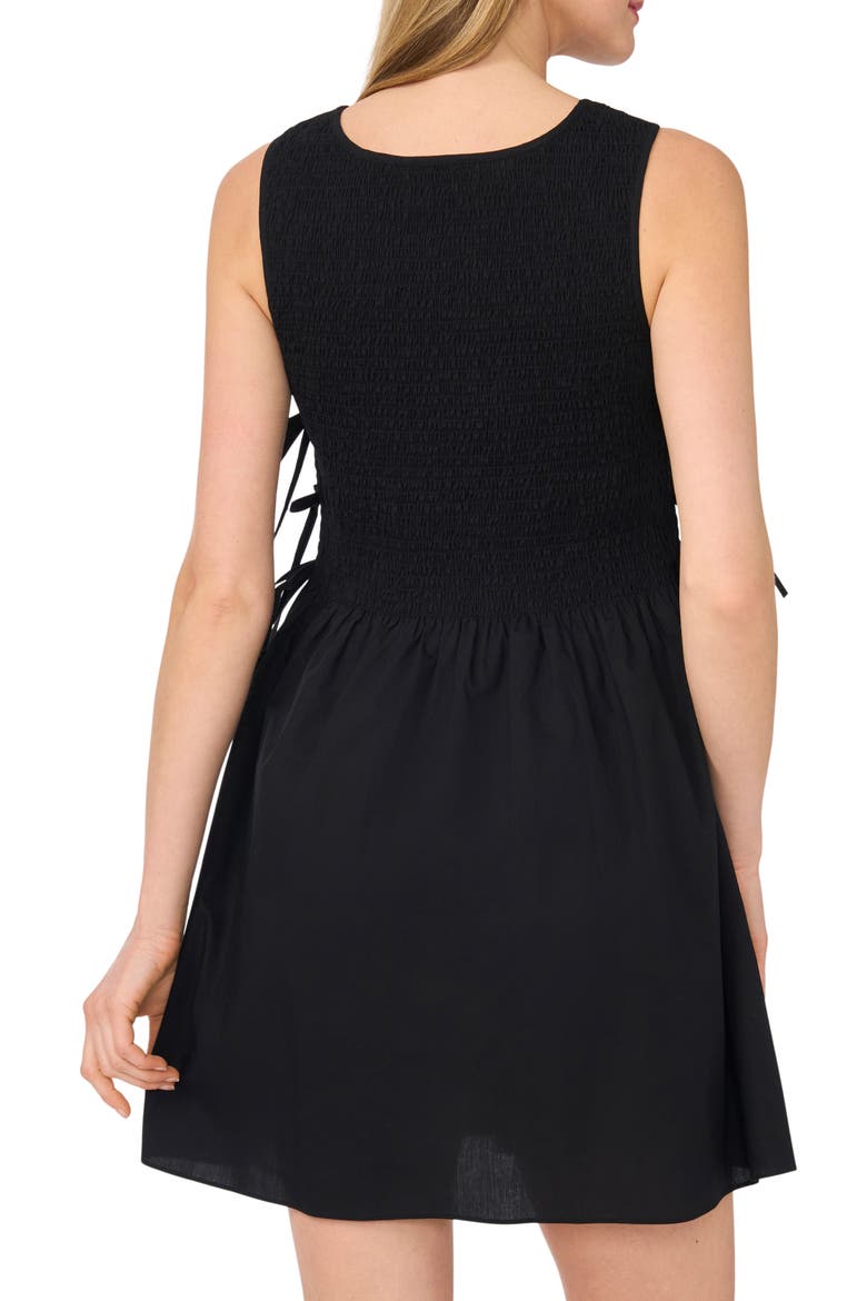 Smocked Bow Tank Minidress, Alternate, color, RICH BLACK