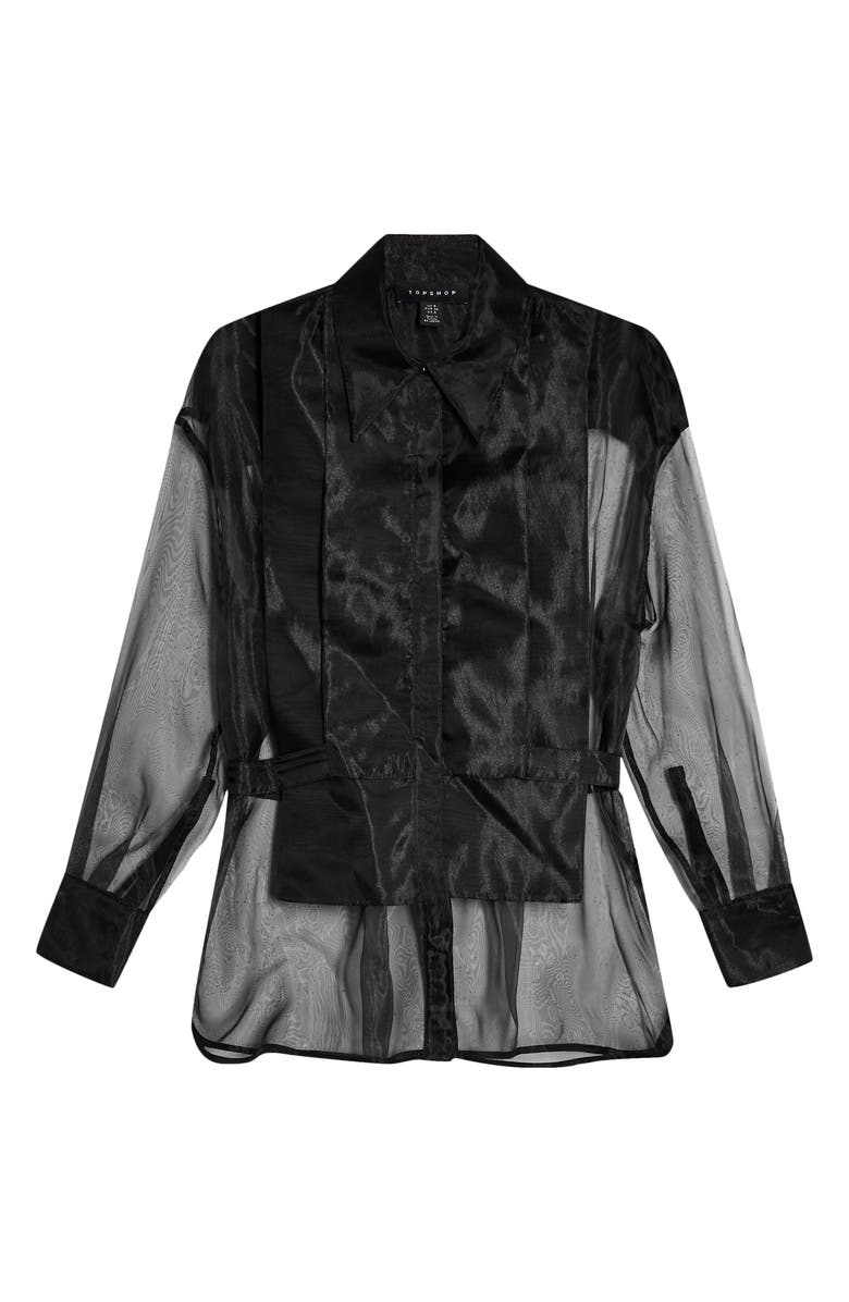 Topshop Solid Front Organza Shirt, Alternate, color,