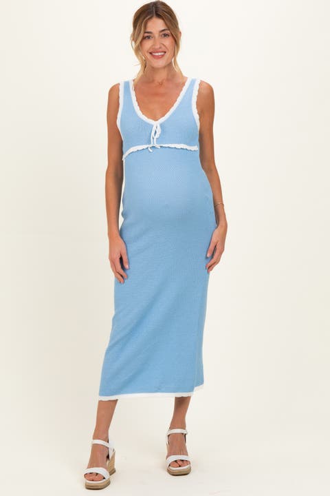 Knit Sleeveless Contrast Trim Maxi Dress