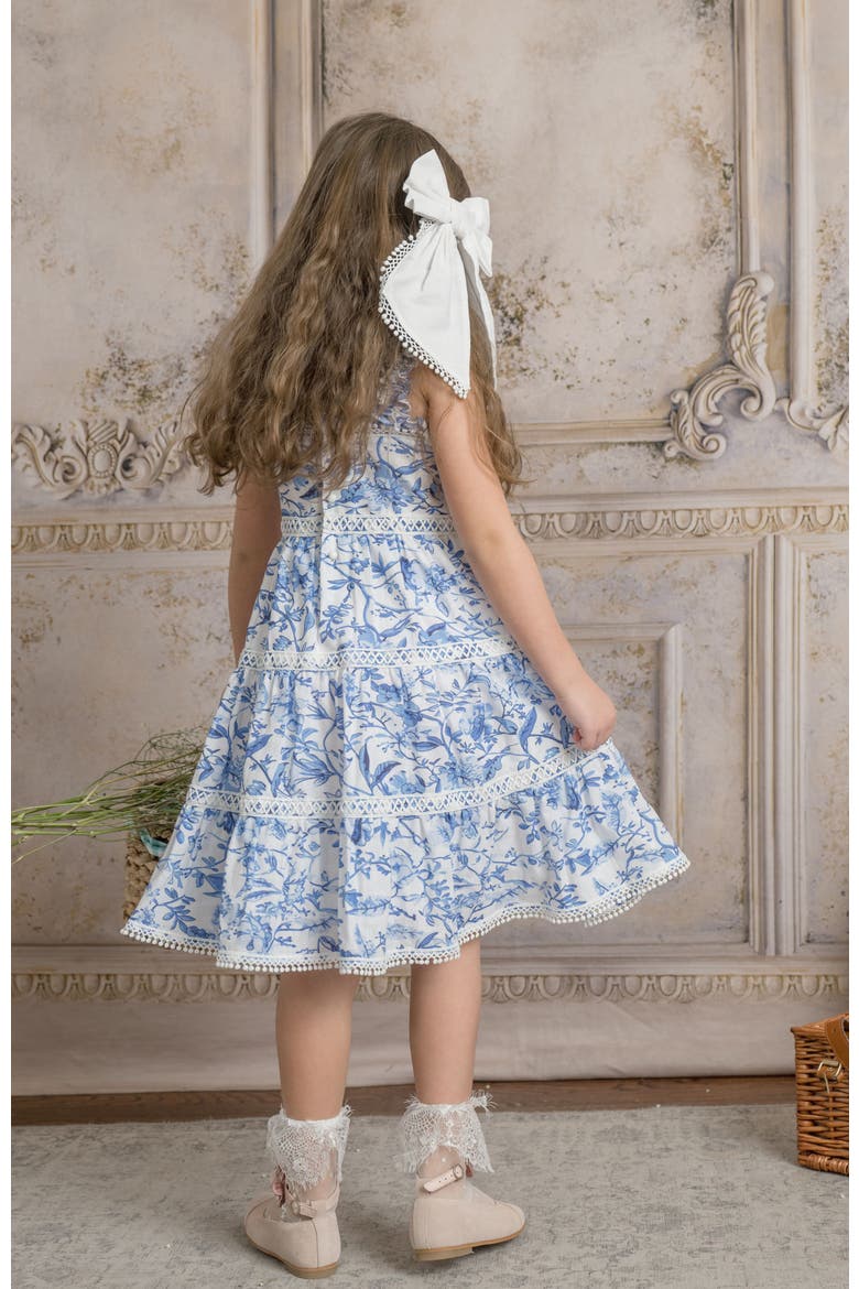 Jaylin Blue and White Linen Sleeveless Summer Dress, Alternate, color, Blue and White
