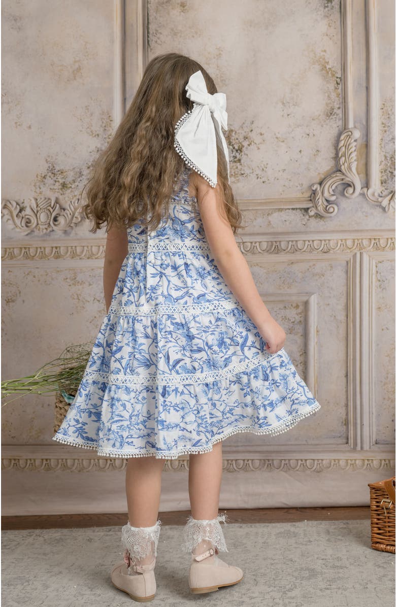 Petite Maison Kids Jaylin Blue and White Linen Sleeveless Summer Dress, Alternate, color, Blue And White
