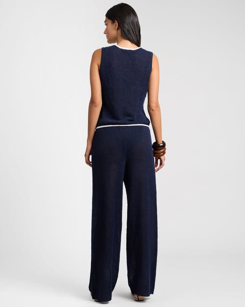 Onia Linen Knit Tie Front Tank Top In Blue