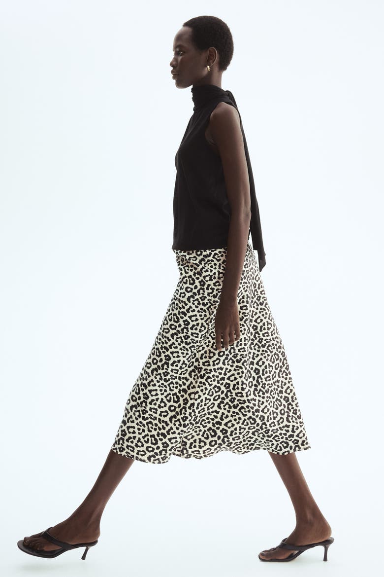 Midi Skirt, Alternate, color, Cream/leopard print