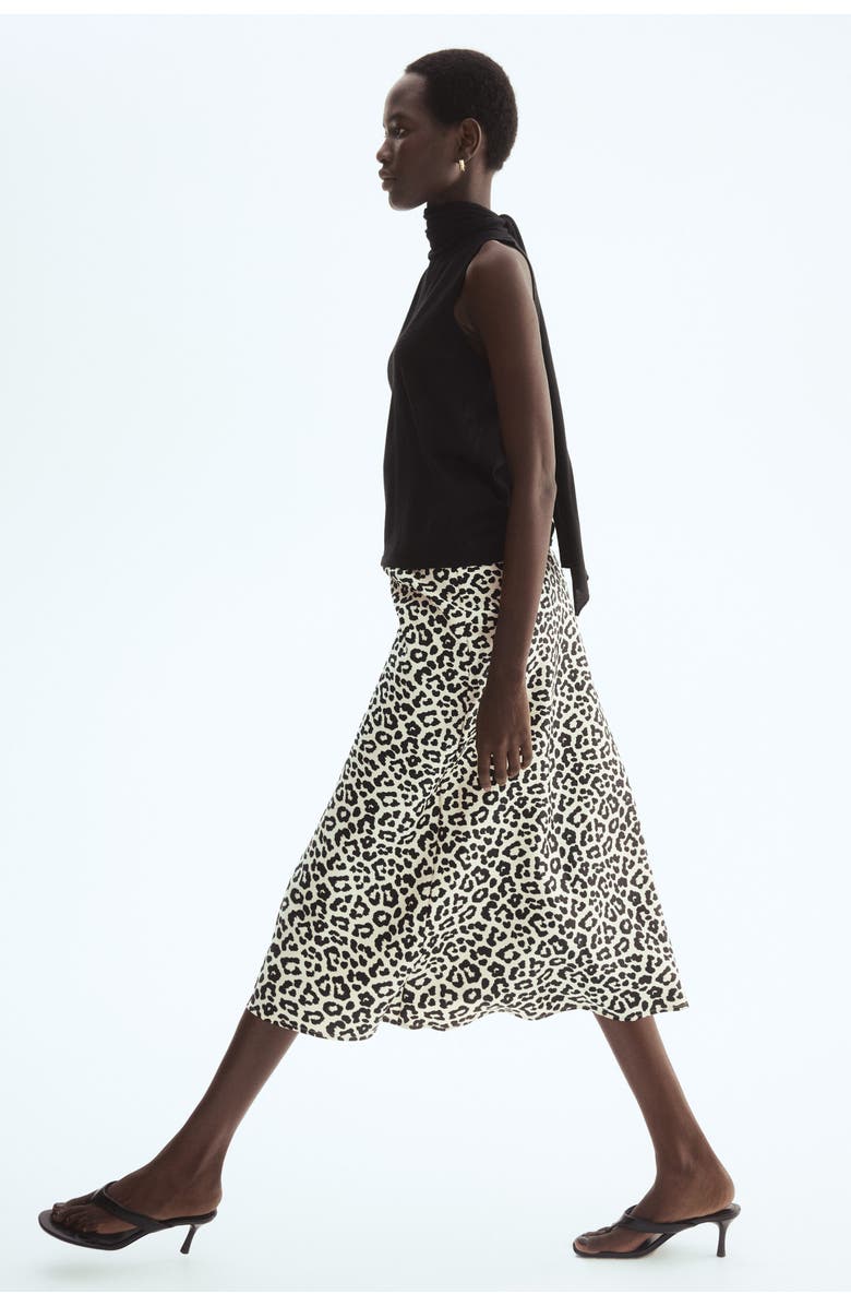 H&M Midi Skirt, Alternate, color, Cream/Leopard Print