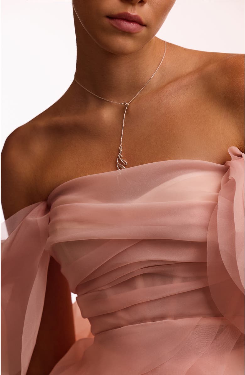 Milla Off-Shoulder Organza Formal Occasion Blouse with Ruffles, Alternate, color, Misty Rose