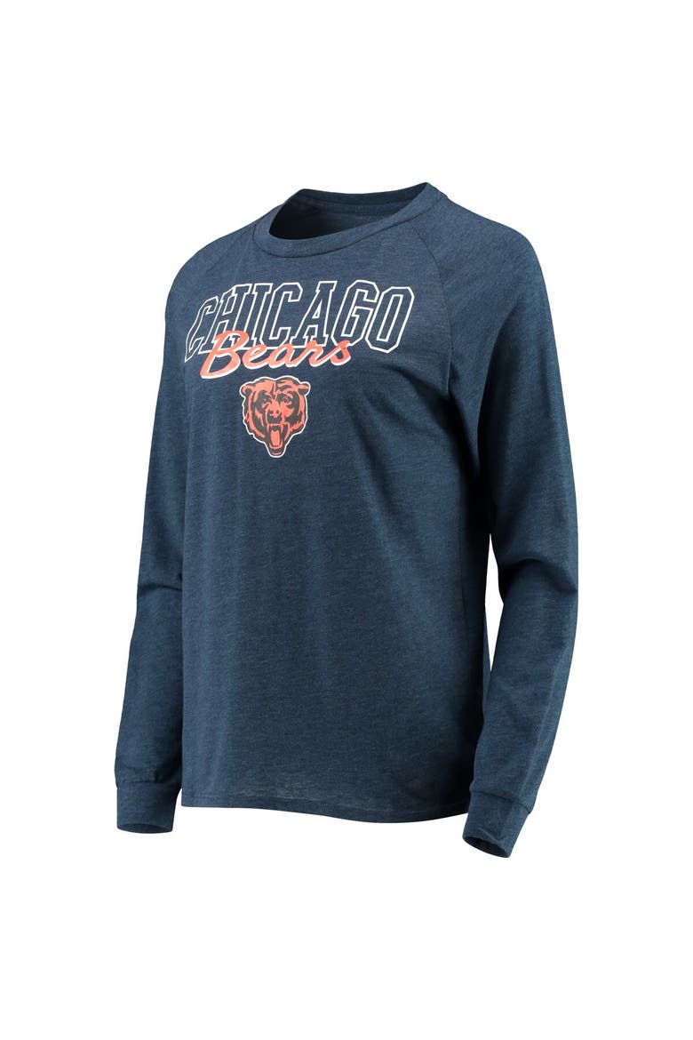 Women's Concepts Sport Navy Chicago Bears Meter Knit Long Sleeve Raglan Top & Shorts Sleep Set, Alternate, color, Heather Navy