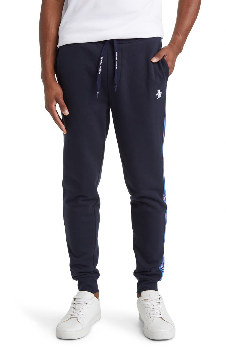 Original Penguin Side Stripe Fleece Joggers, Main, color, 