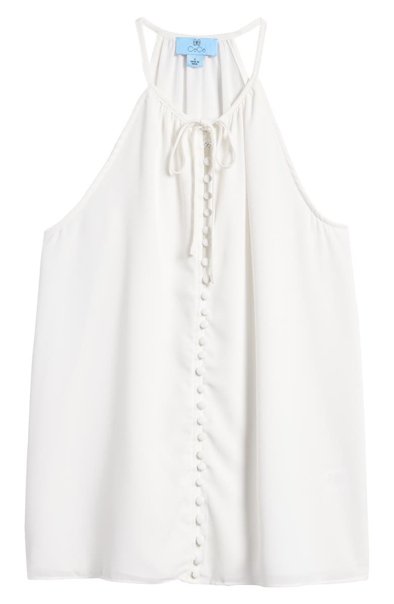 CeCe Tie Neck Georgette Top, Alternate, color, New Ivory