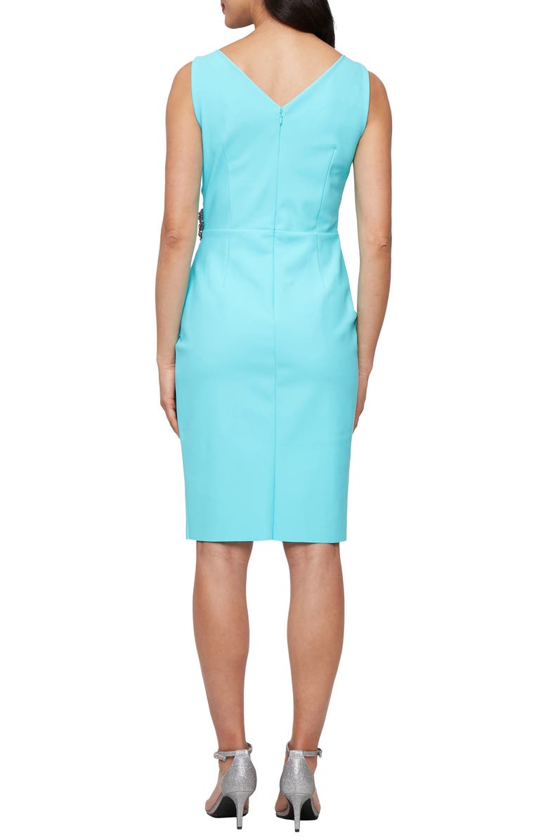 Alex Evenings Contour Collection Side Ruched Cocktail Dress, Alternate, color, Caribbean Blue
