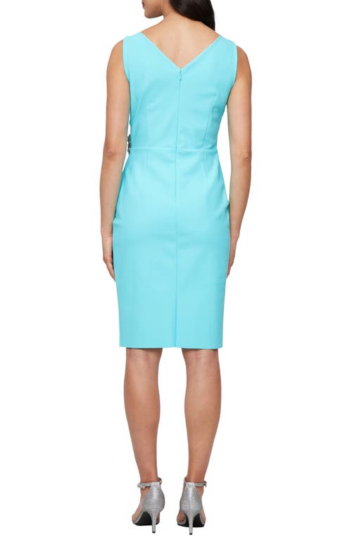 Alex Evenings Compression Embellished Ruched Sheath Dress In Caribbean Blue