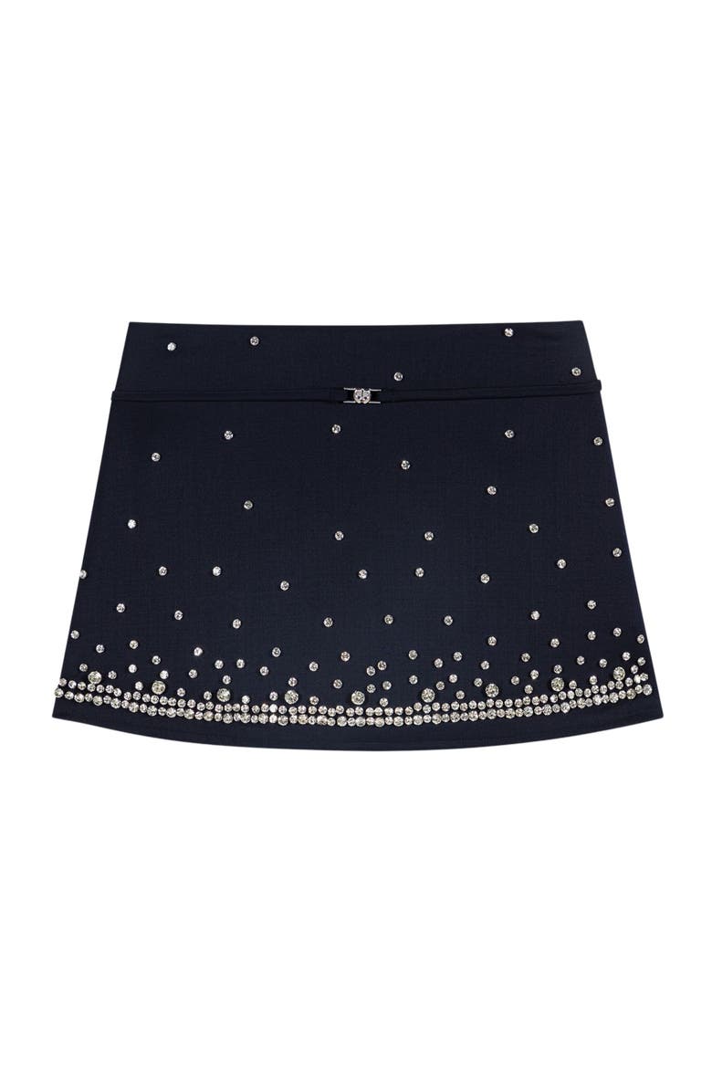 Rhinestone layered skort, Alternate, color, Navy