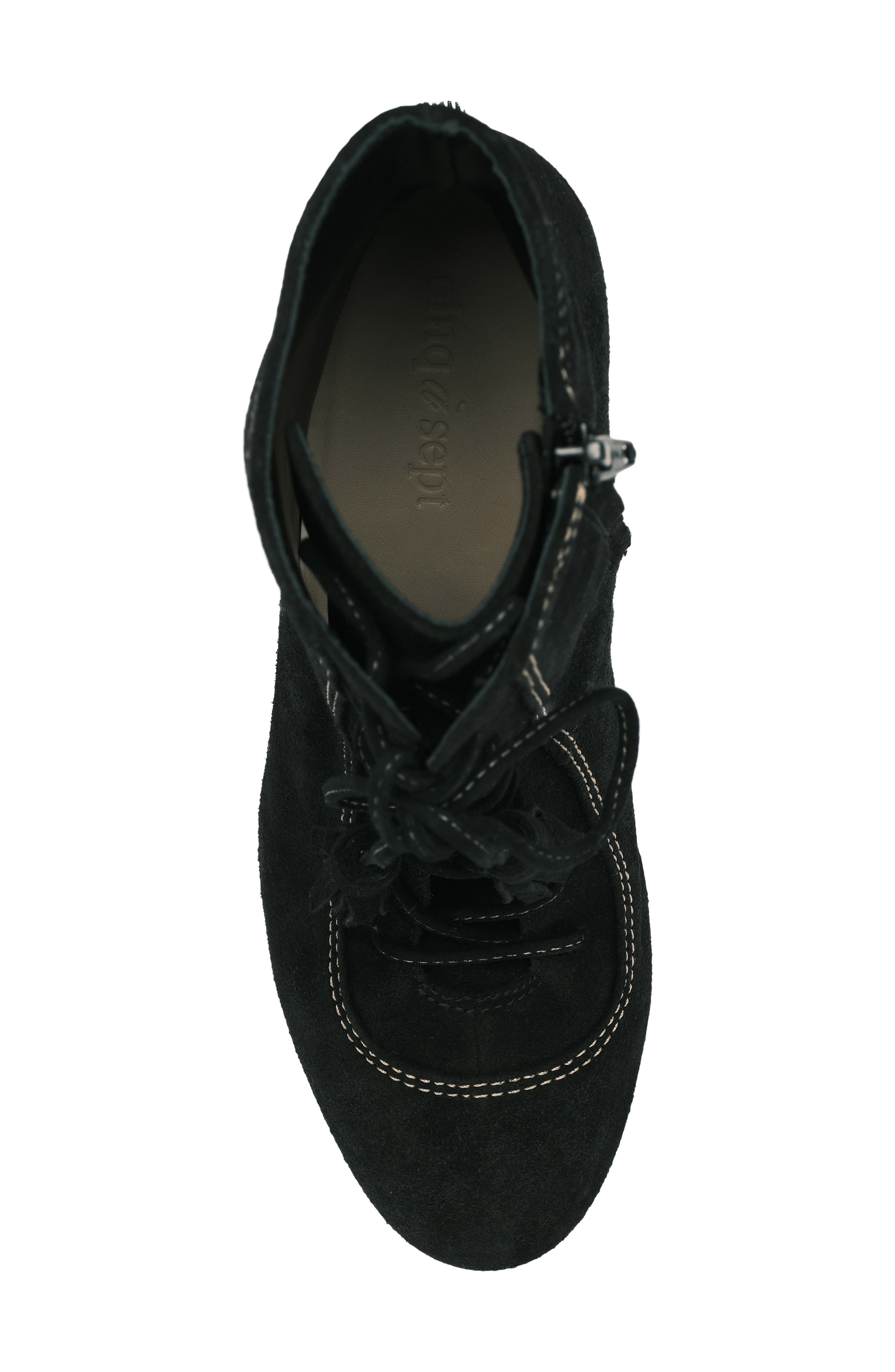 Cinq à Sept Alice Contrast Lace Up Leather Bootie (Women) | Nordstrom