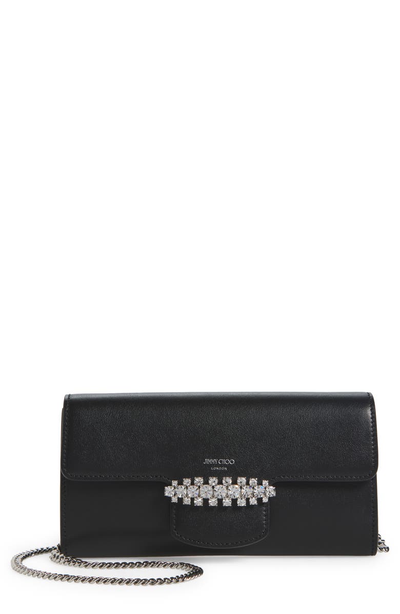 Jimmy Choo Bing Leather Wallet on a Chain, Main, color, 