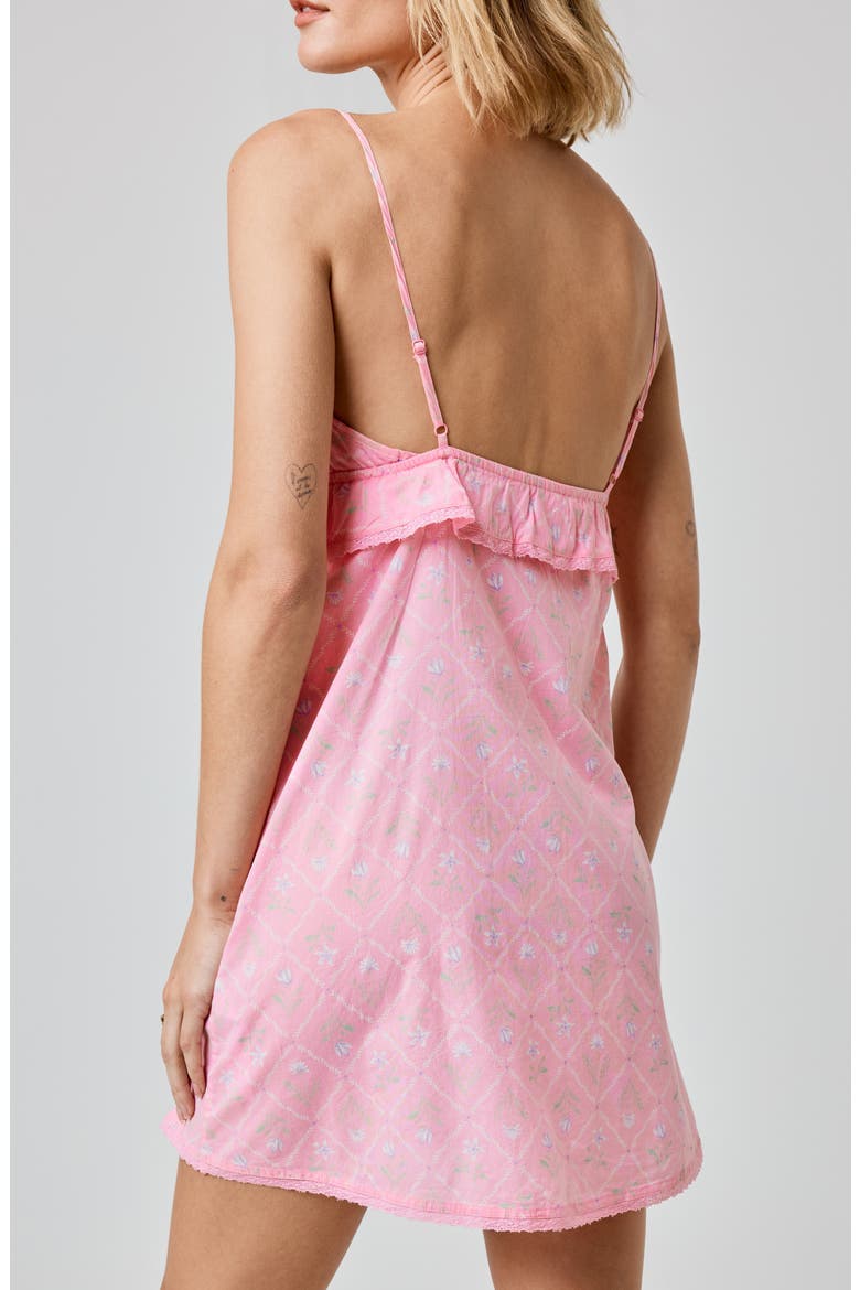 Ruffle Lace Trim Cotton Mini Sundress, Alternate, color, PINK
