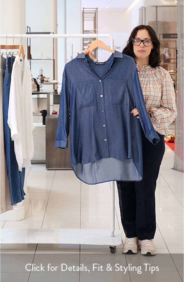 Chambray Button-Up Maternity Shirt, sales video thumbnail