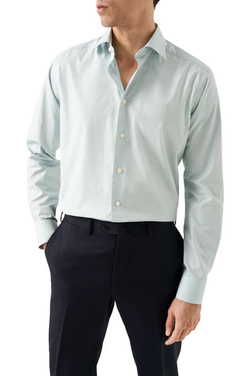 Slim Fit Check Cotton Dress Shirt