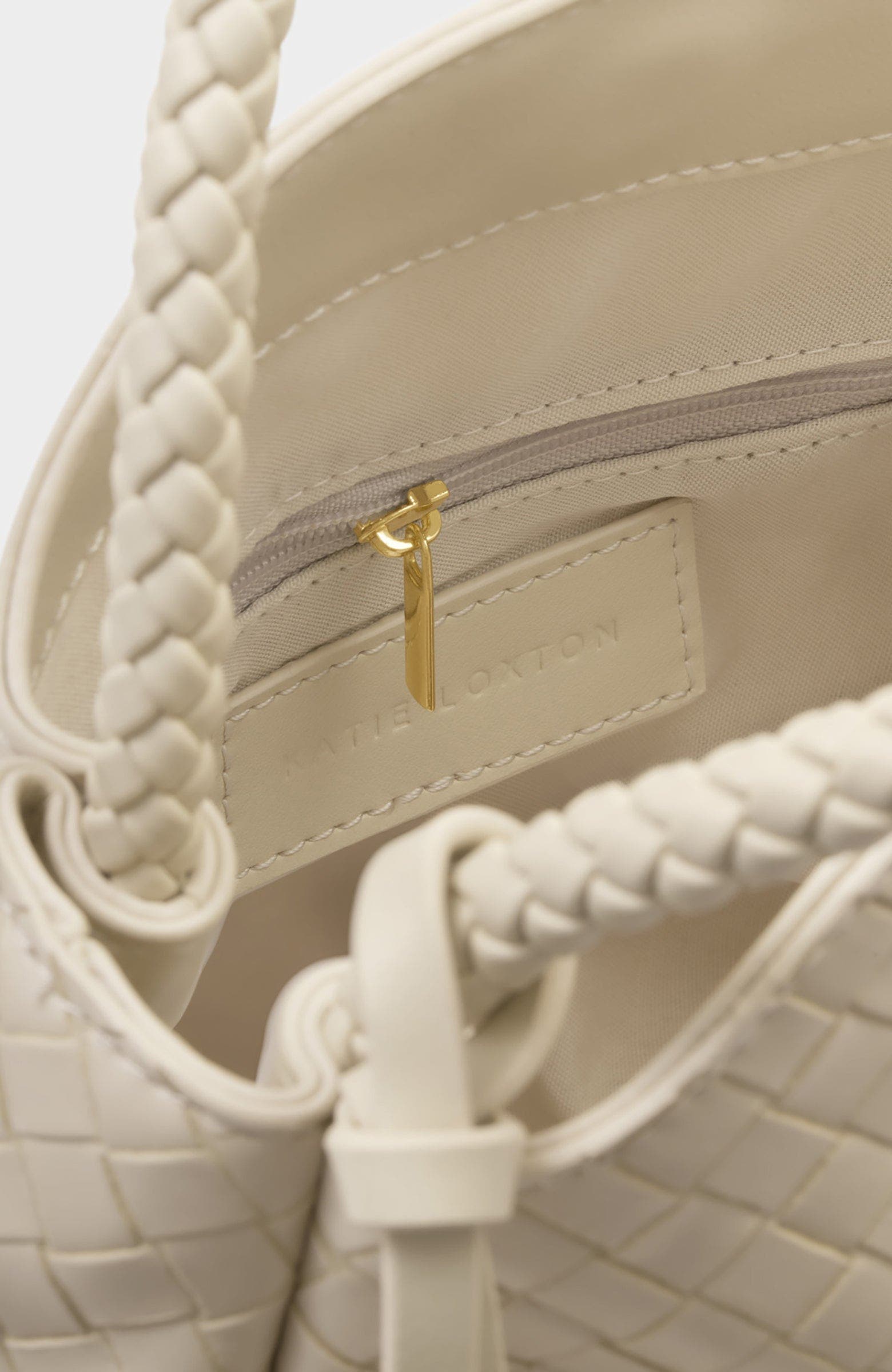 Katie Loxton Nova Woven Texture Top Handle Bag, Alternate, color, Off White