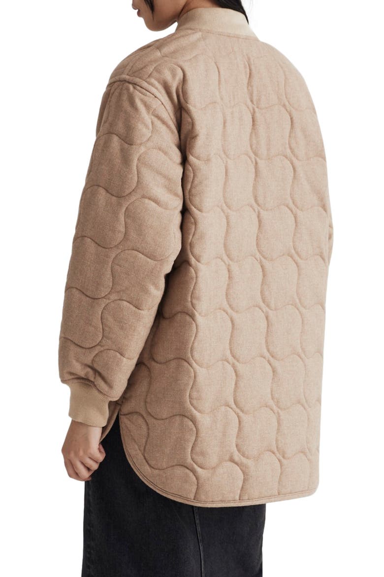 Quilted Oversize Wool Blend Bomber Jacket, Alternate, color, HERRINGBONE MATCHSTICK