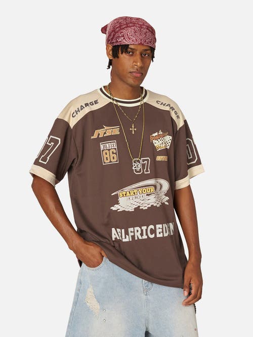 AELFRIC EDEN Contrast Color Soccer Jersey in Coffee at Nordstrom, Size Small