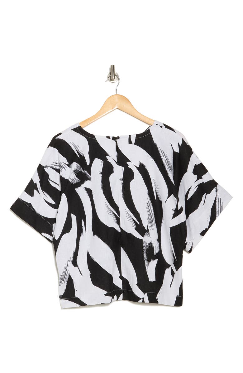 DKNY Boxy Short Sleeve Linen Blend Top, Alternate, color,